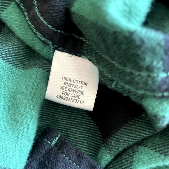 Croft & Barrow 100% Cotton Green/Black Checked Flannel Shirt Sz 2XL - Picture 6 of 6